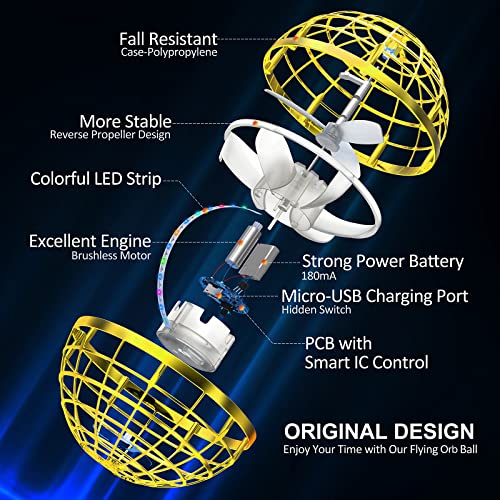 2024 Flying Orb Ball ToyCosmic Globe Boomerang Hover Ball Galactic Fidget Spinner Hand Drone Orbit Cool Toys Gift for 6 7 8 9 10 Year Old Boys Girls Teens Outdoor ToysGolden